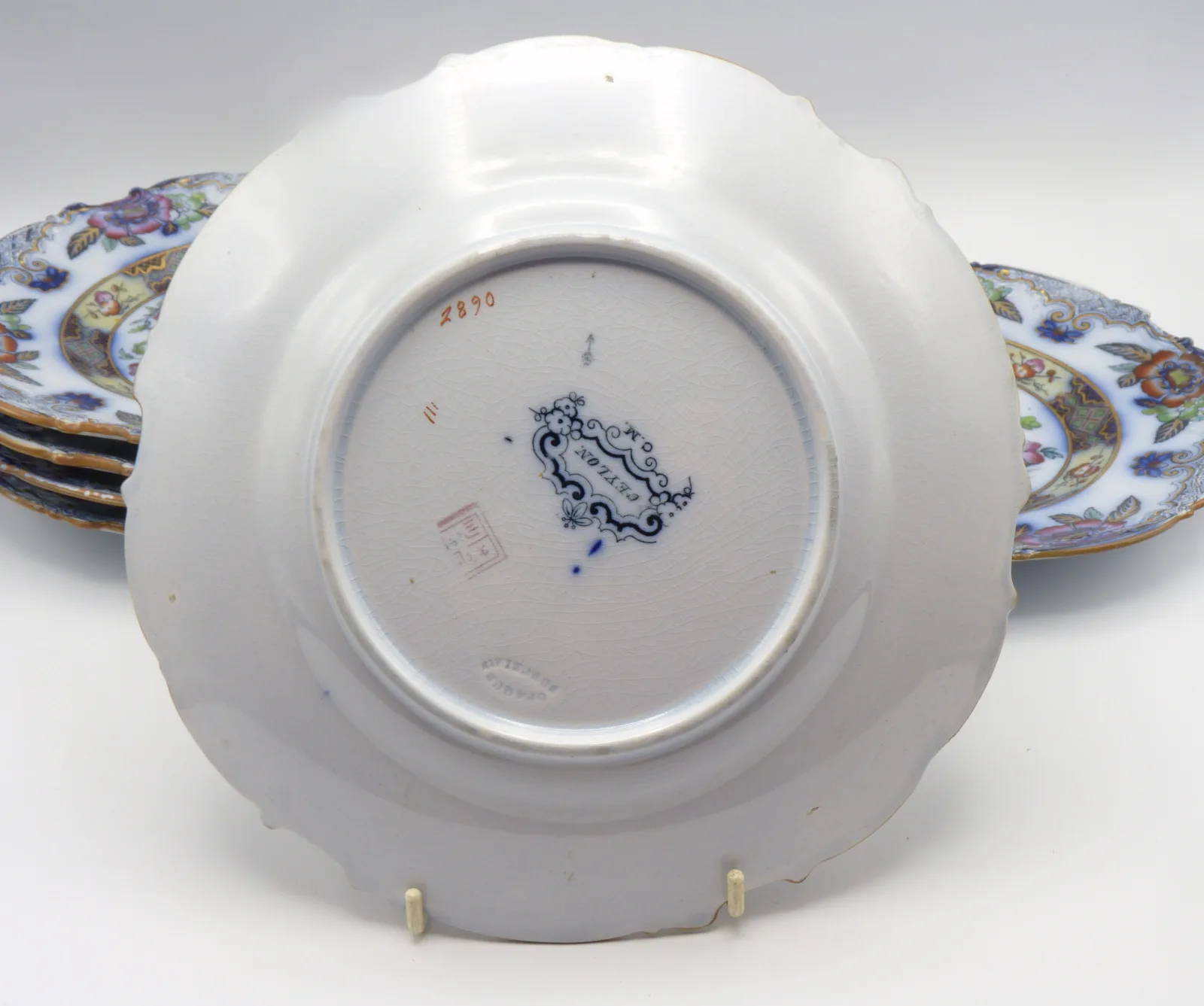 Flow Blue Polychrome Dessert Service "Ceylon" Charles Meigh - Image 32