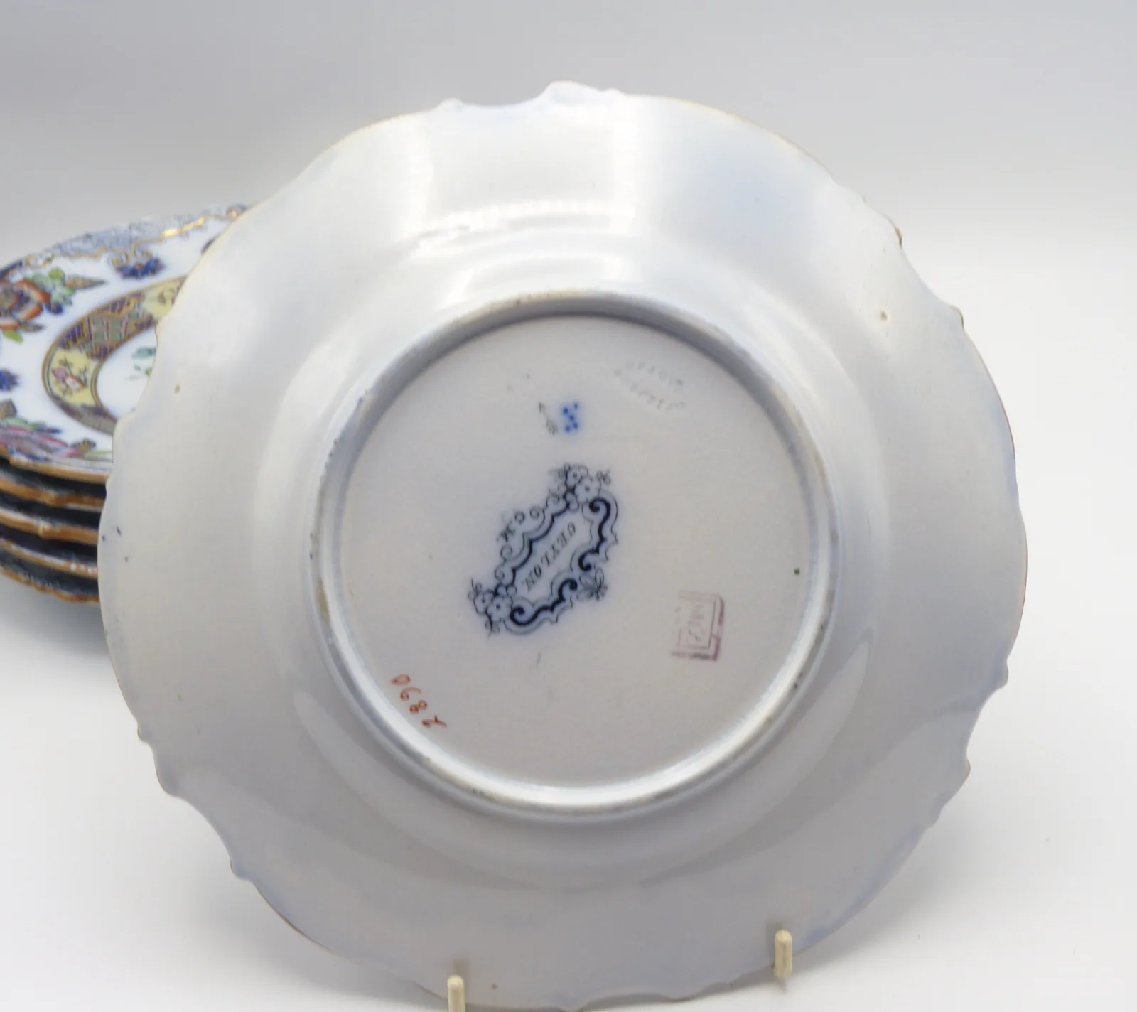 Flow Blue Polychrome Dessert Service "Ceylon" Charles Meigh - Image 34