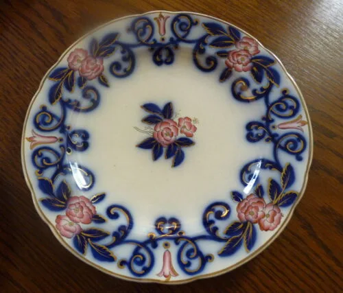 Flow Blue & Pink Floral Plate