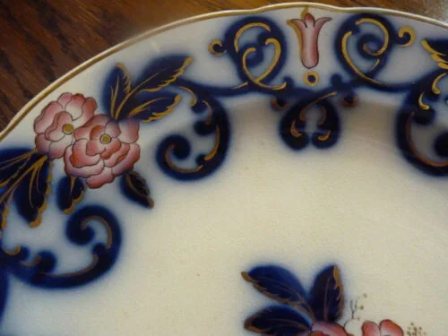 Flow Blue & Pink Floral Plate - Image 9