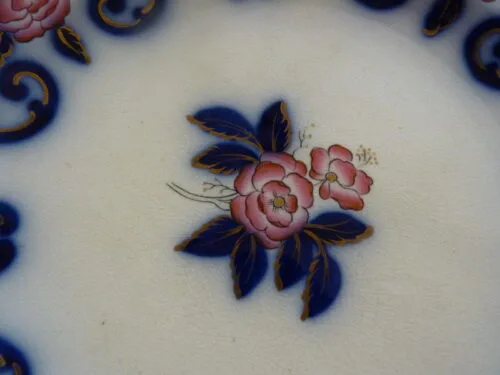 Flow Blue & Pink Floral Plate - Image 8