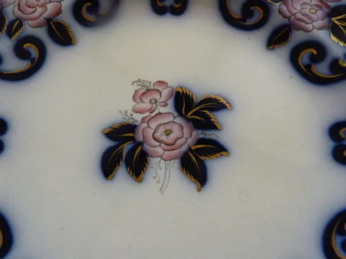 Flow Blue & Pink Floral Plate - Image 5