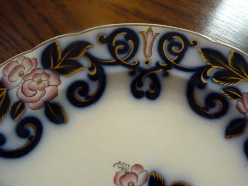 Flow Blue & Pink Floral Plate - Image 4