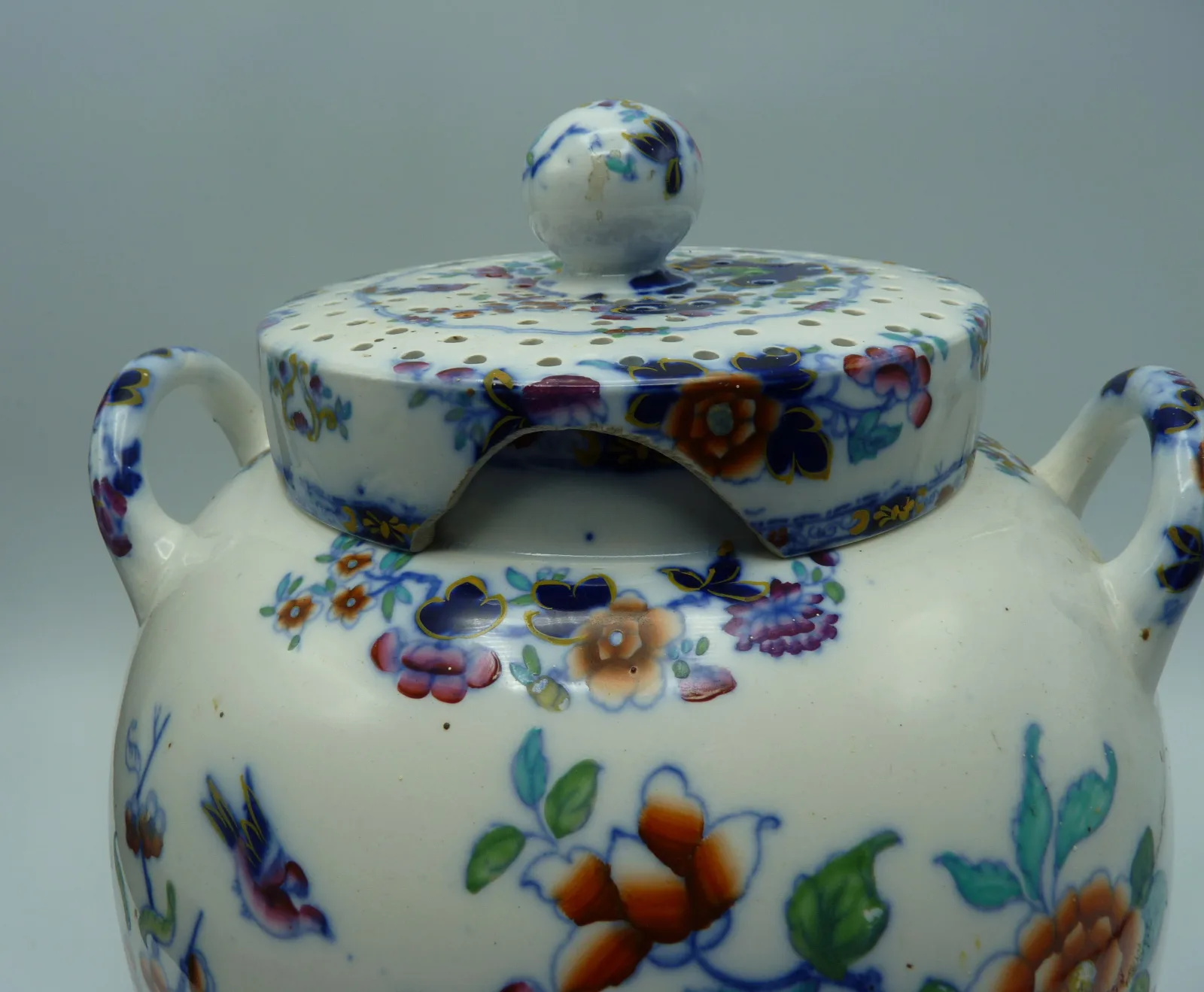 Very Large Polychrome Flow Blue Pot Pourii (a/f cover) - Image 6