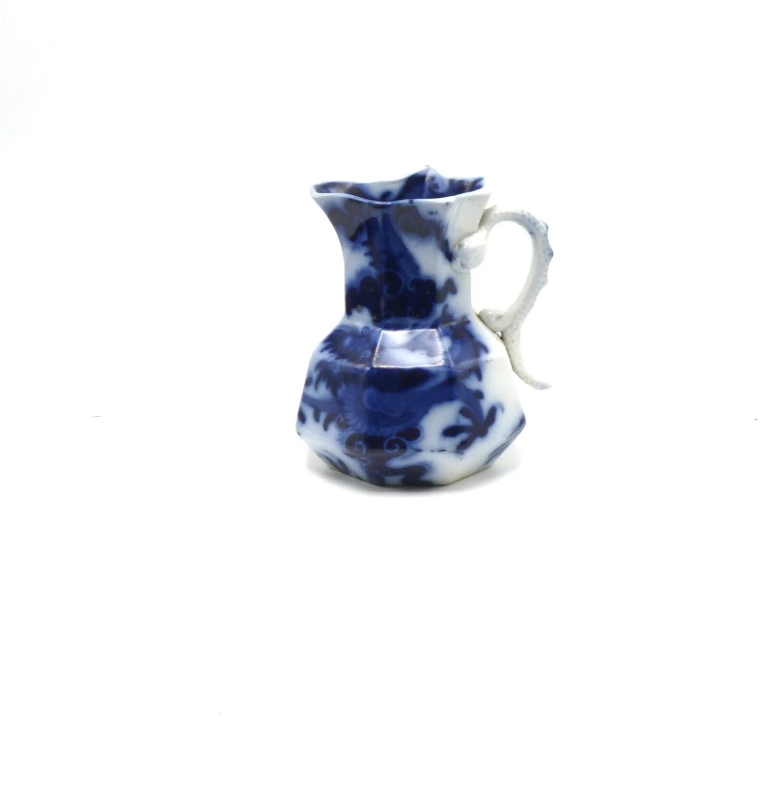 Flow Blue Hydra Jug – “Dragon and Pearl” Masons