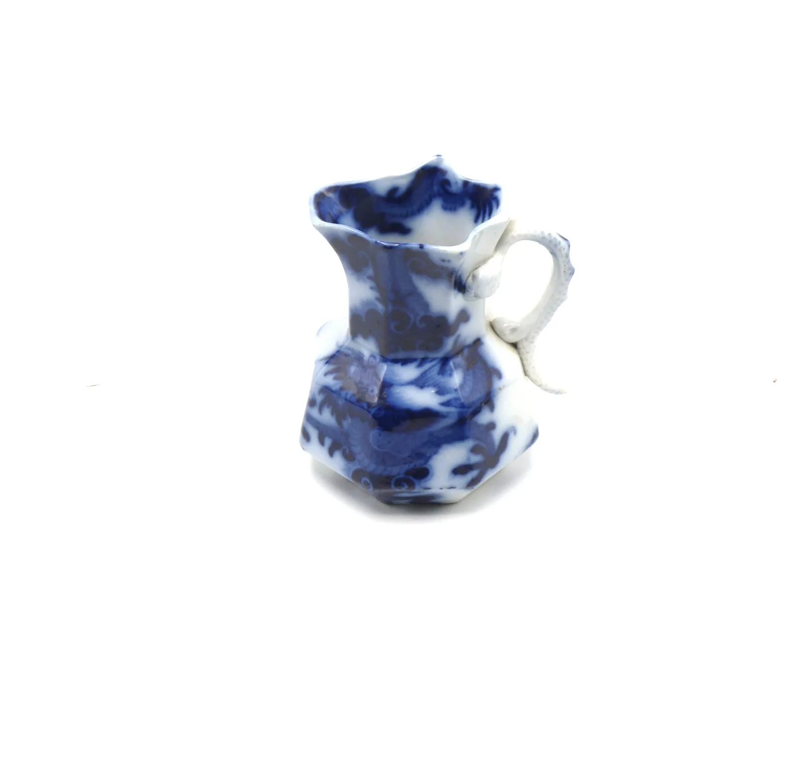 Flow Blue Hydra Jug – “Dragon and Pearl” Masons - Image 2