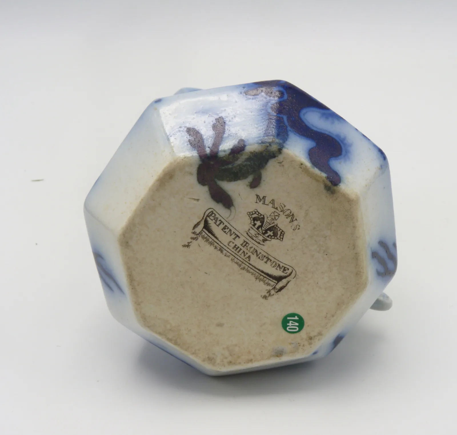 Flow Blue Hydra Jug – “Dragon and Pearl” Masons - Image 6