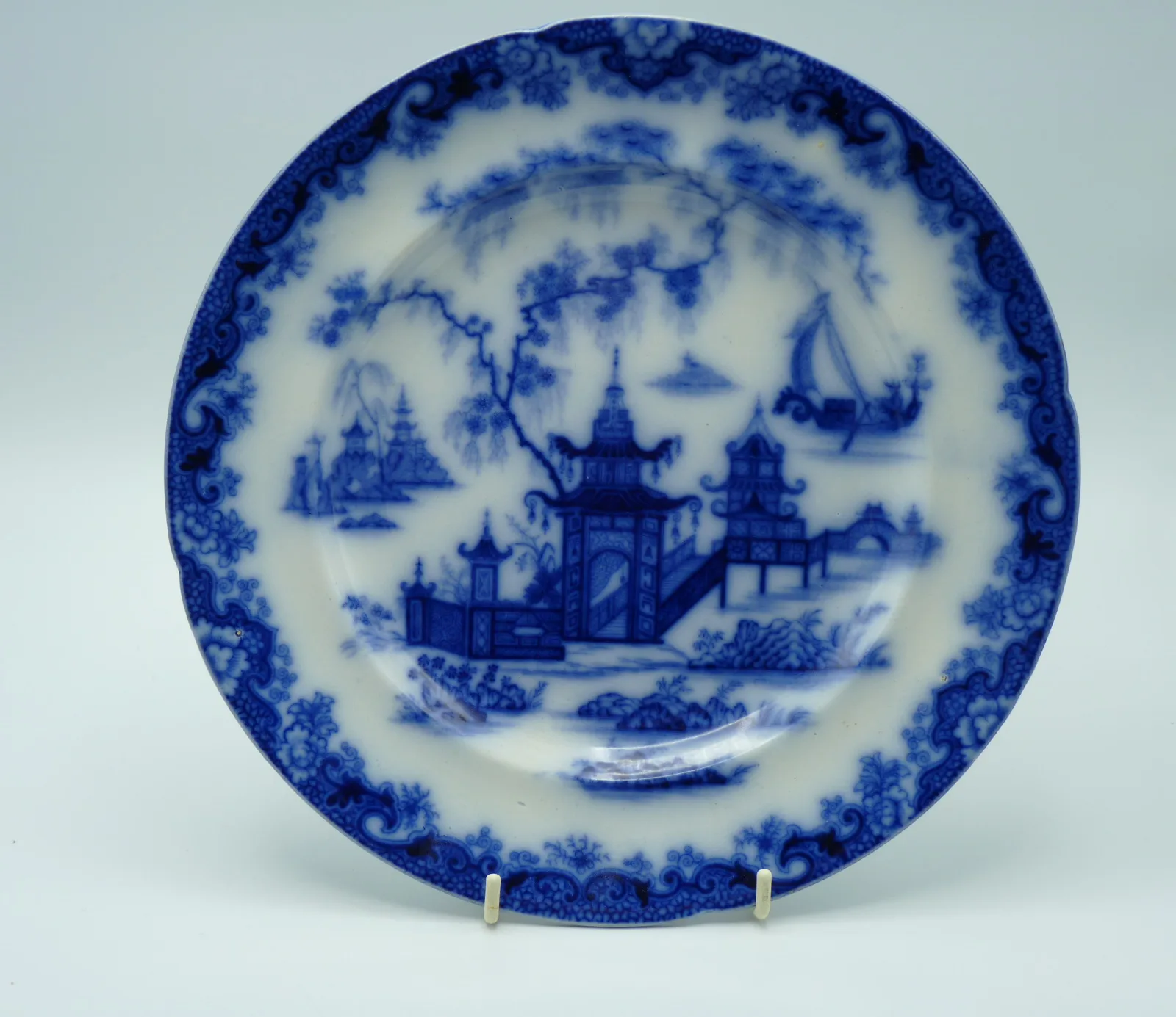 Flow Blue Large Whampoa Plate (B23)