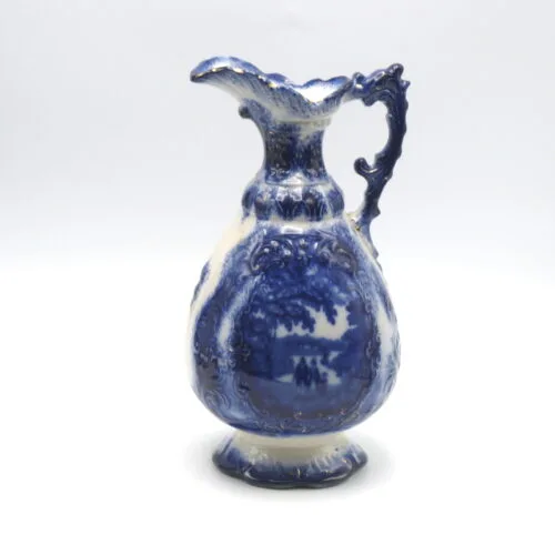 Large Ewer Flow Blue with Sponging