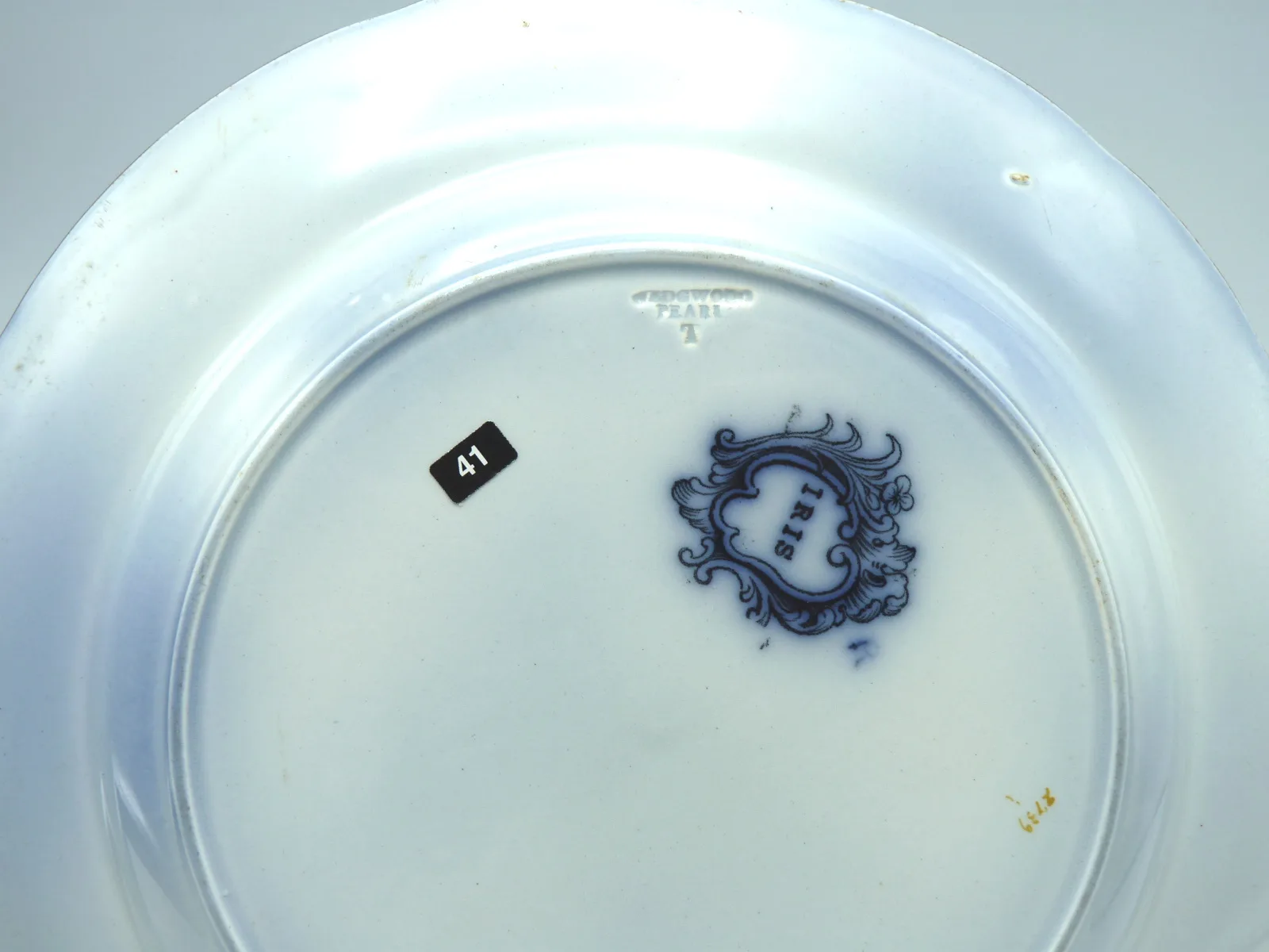 Flow Blue Polychrome "Iris" Plate (B41) - Image 6