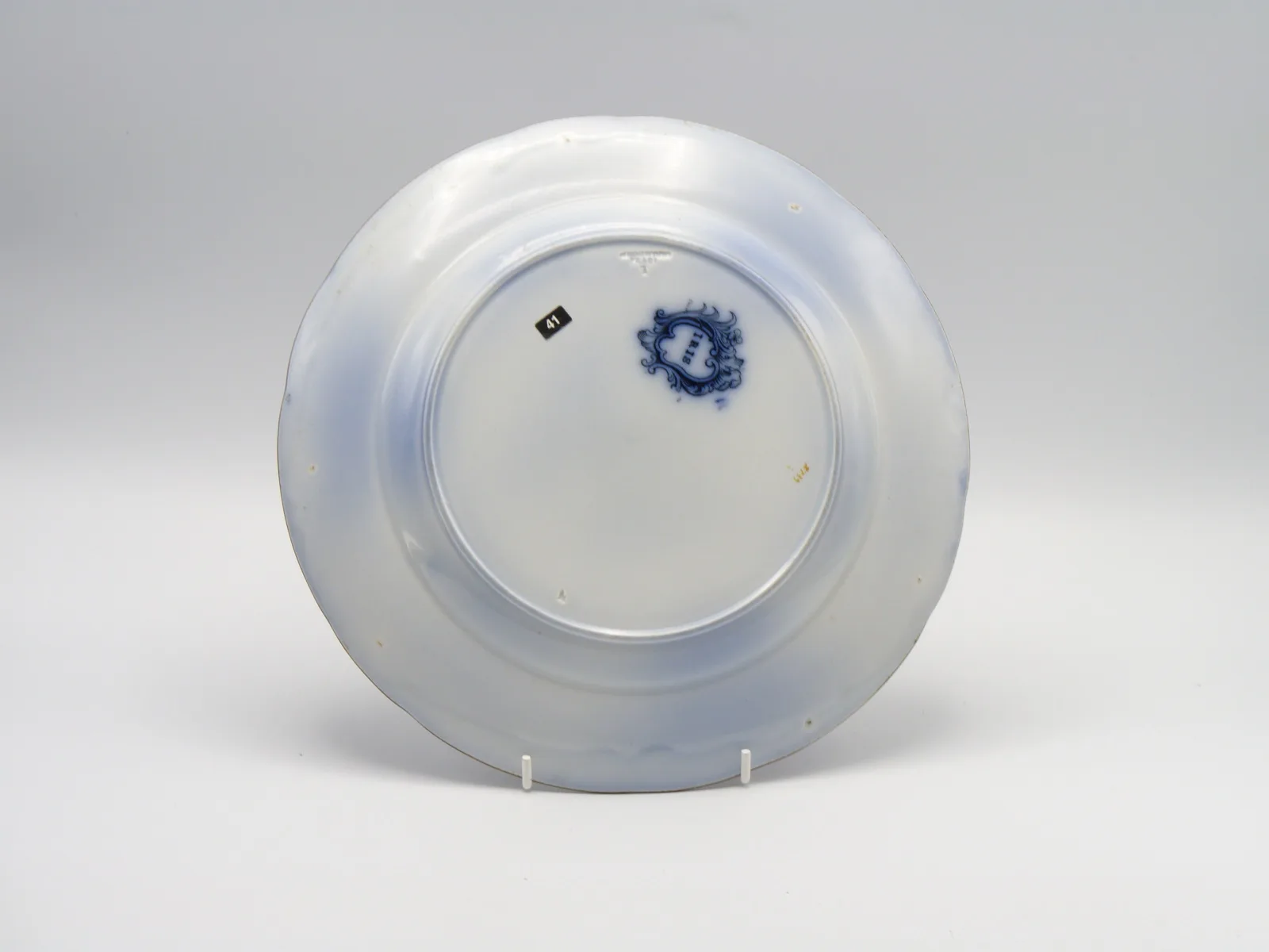 Flow Blue Polychrome "Iris" Plate (B41) - Image 7