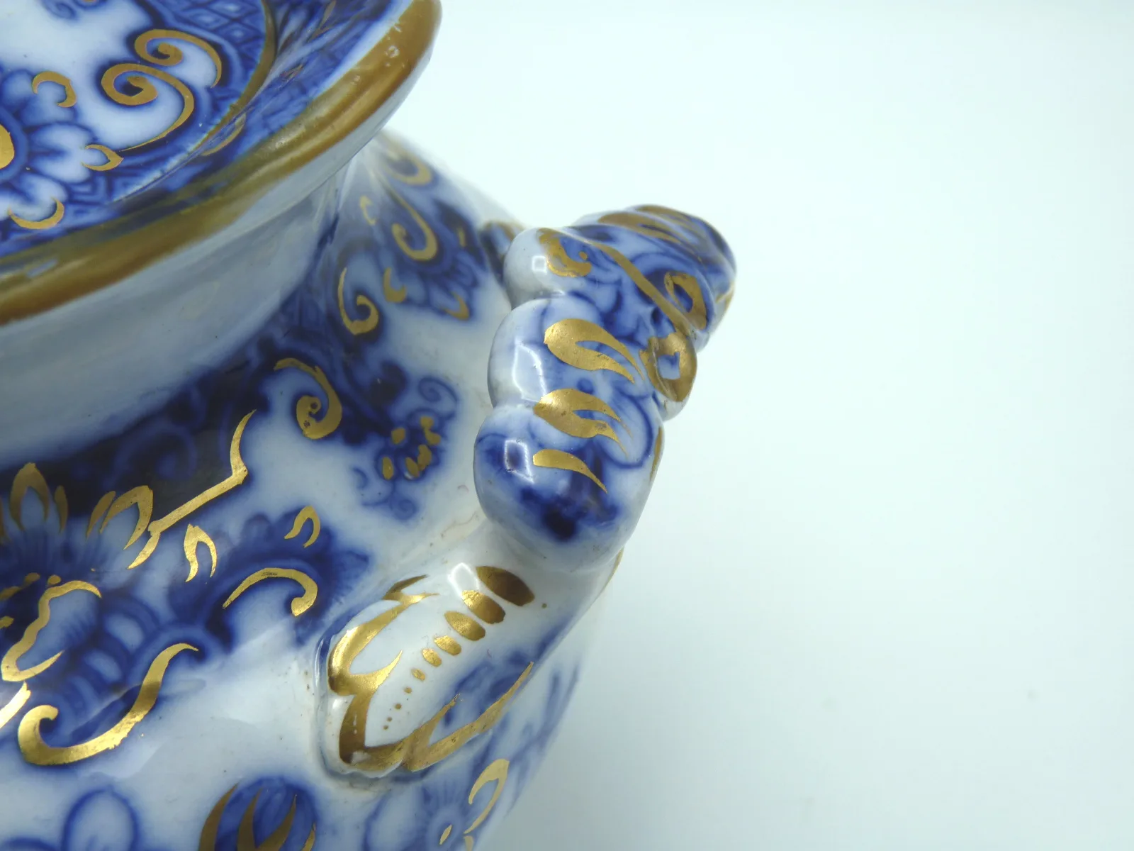 Flow Blue Covered Sugar - Ionic Pattern - Image 8