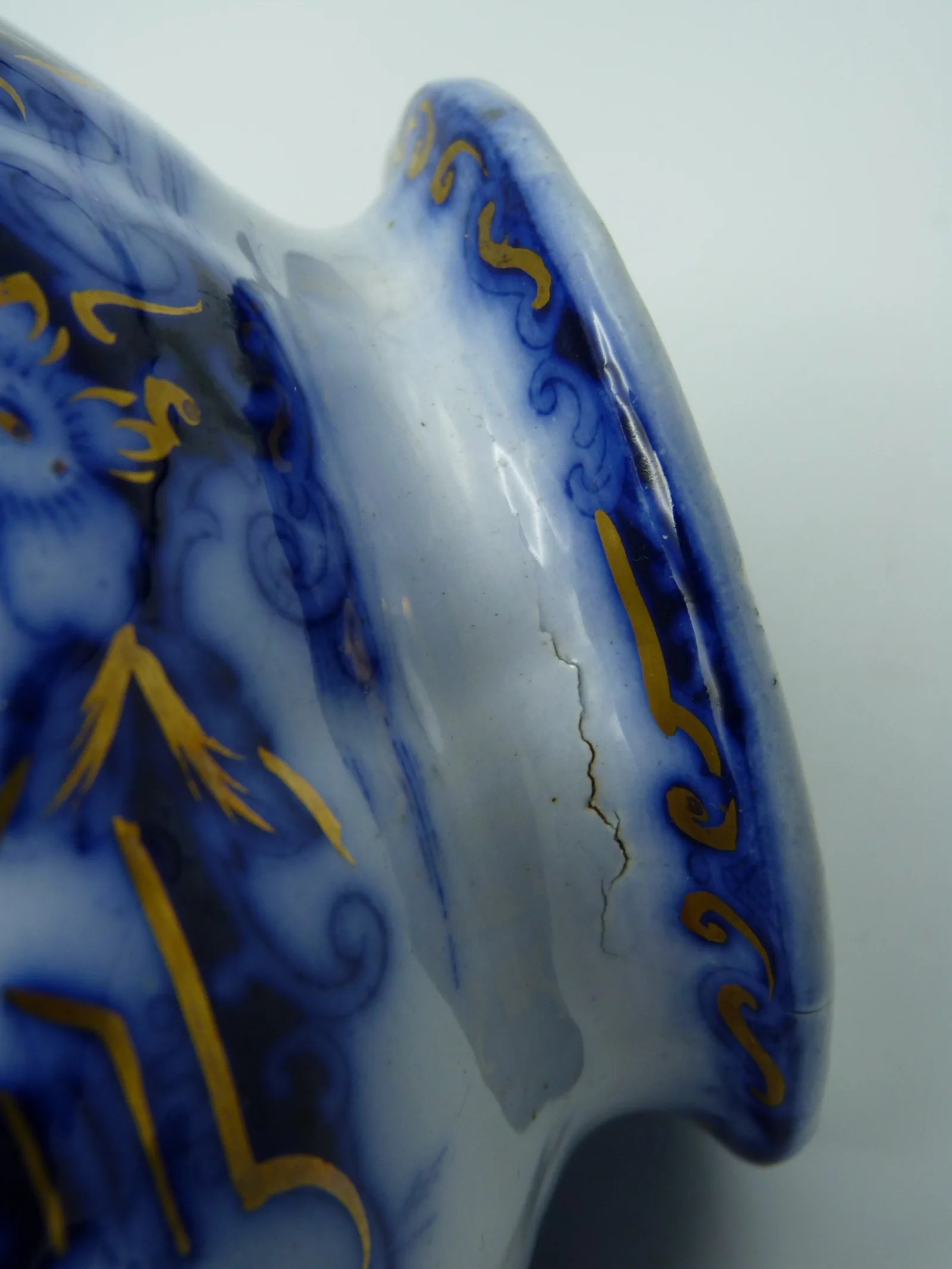 Flow Blue Covered Sugar - Ionic Pattern - Image 11