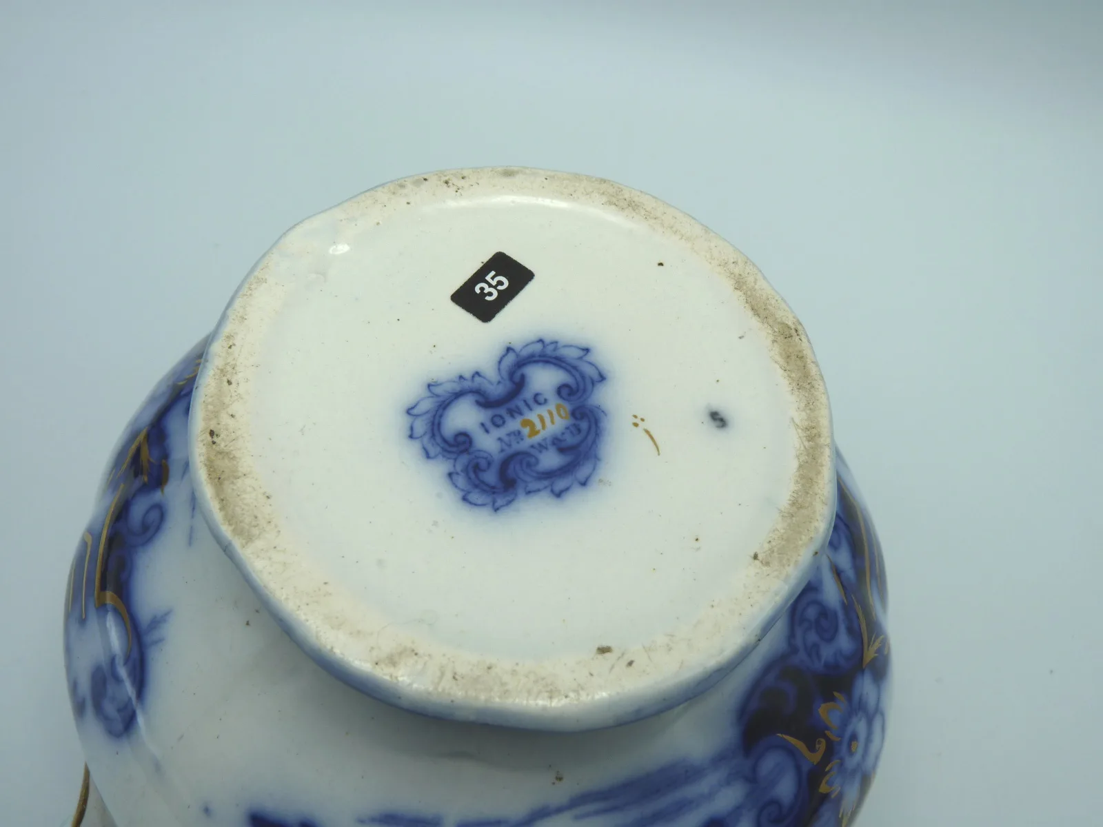 Flow Blue Covered Sugar - Ionic Pattern - Image 14