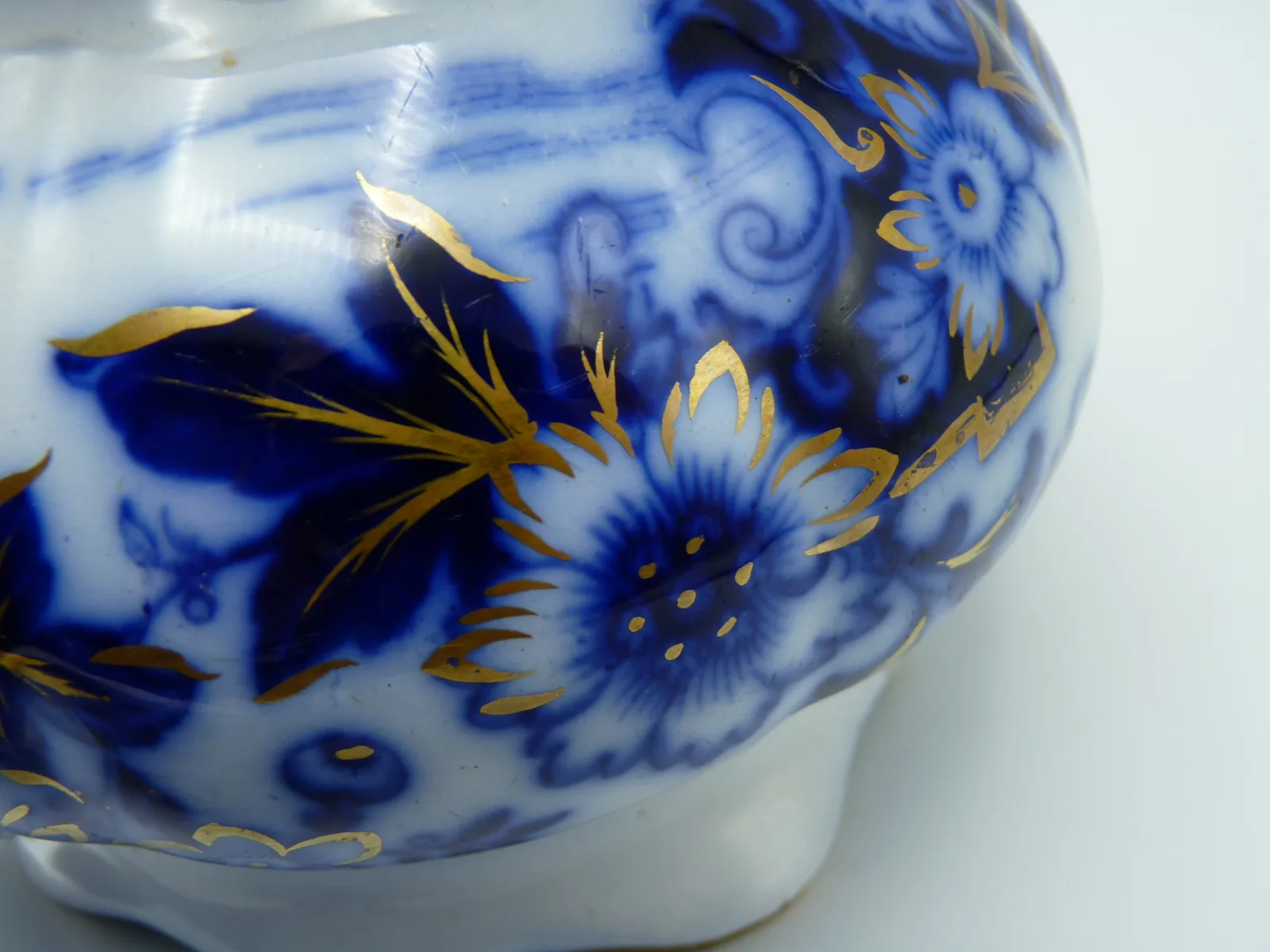 Flow Blue Covered Sugar - Ionic Pattern - Image 15