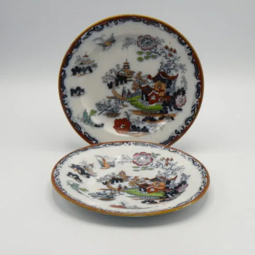 Pair of Mulberry Polychrome Plates - Chili - Middlesborough Pottery