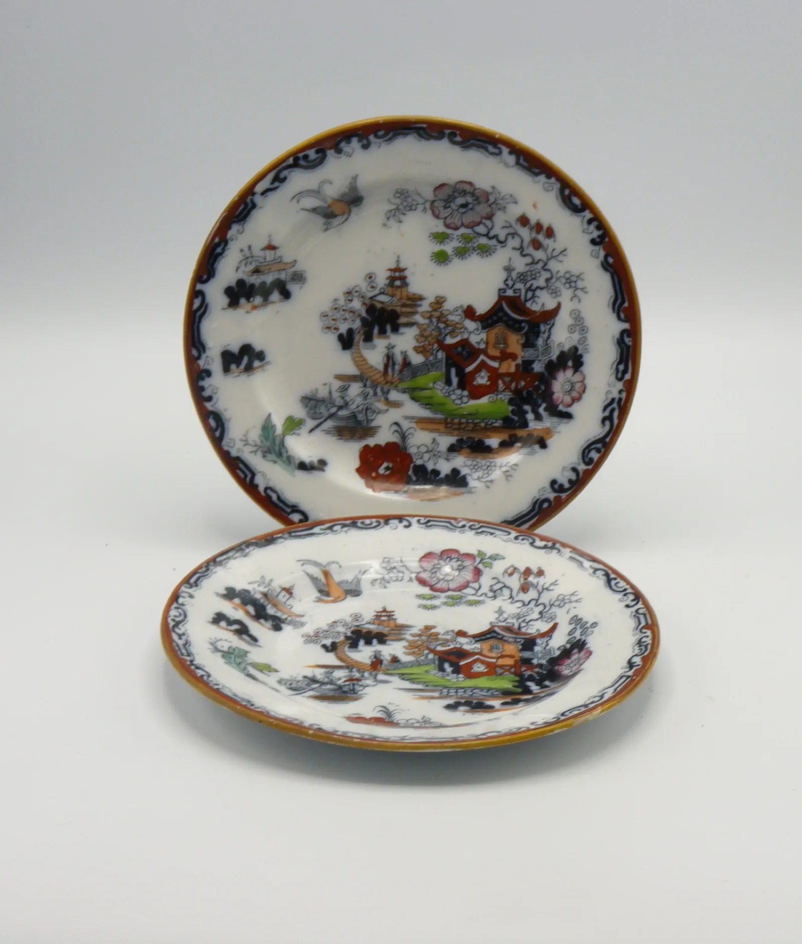 Pair of Mulberry Polychrome Plates - Chili - Middlesborough Pottery