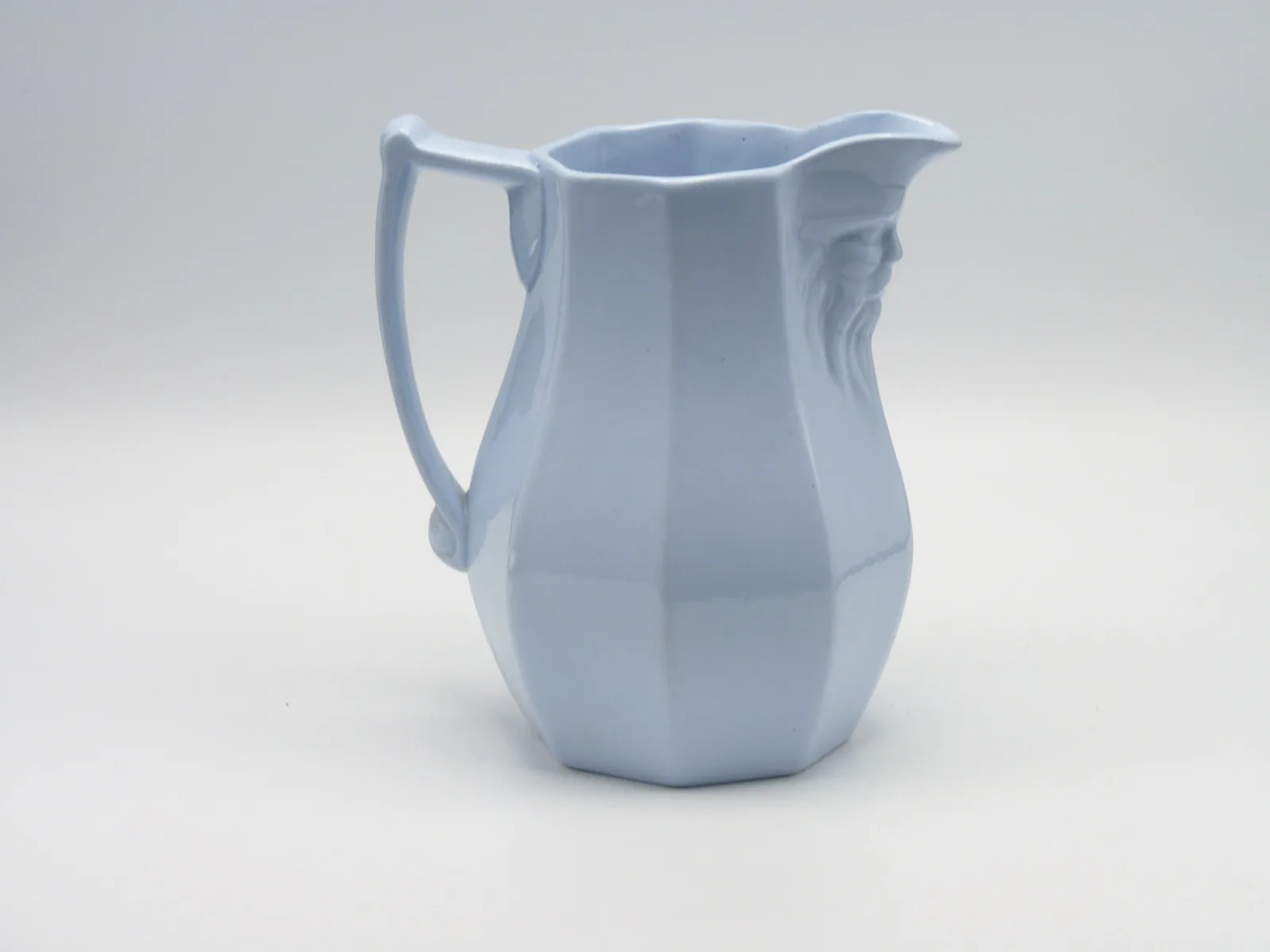 Face Jug - Mask Jug -  Light Blue - Minton - Image 4