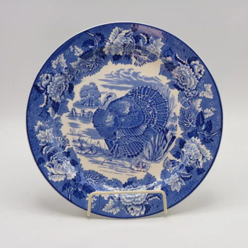 Blue & White Turkey Plate - Woods