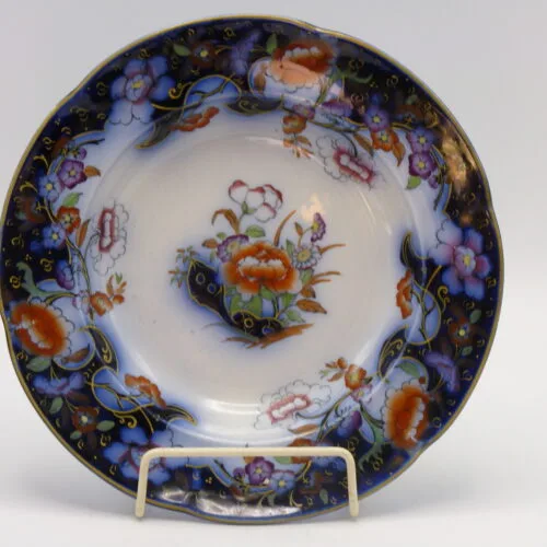 Flow Blue Polychrome Soup / Pasta Bowl