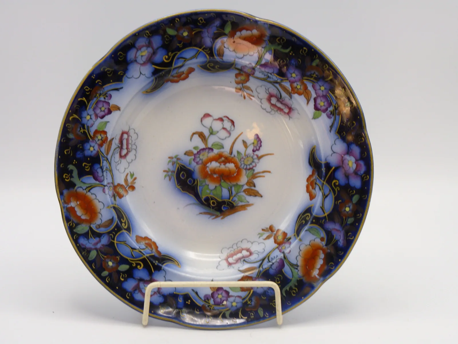 Flow Blue Polychrome Soup / Pasta Bowl