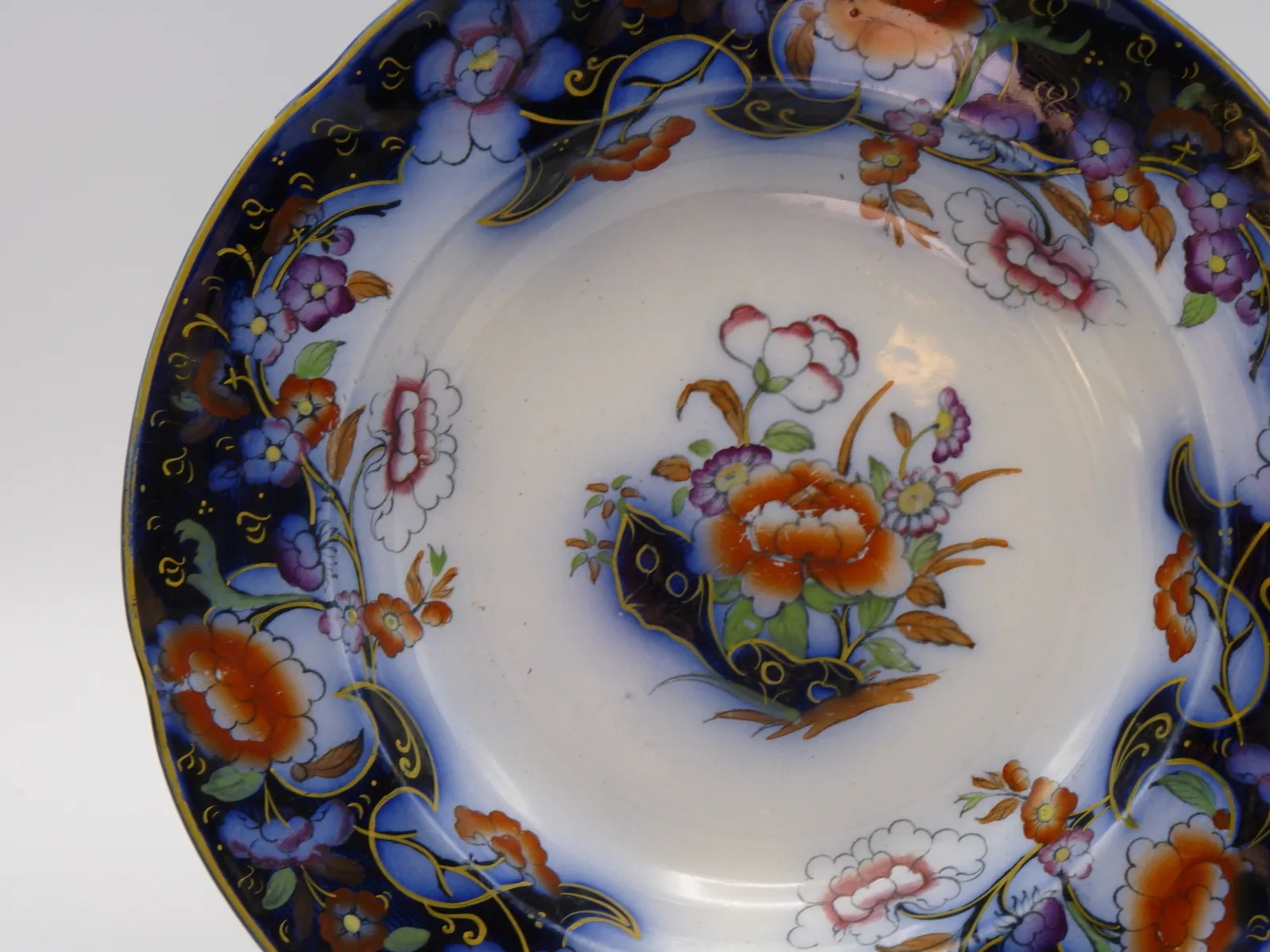 Flow Blue Polychrome Soup / Pasta Bowl - Image 2