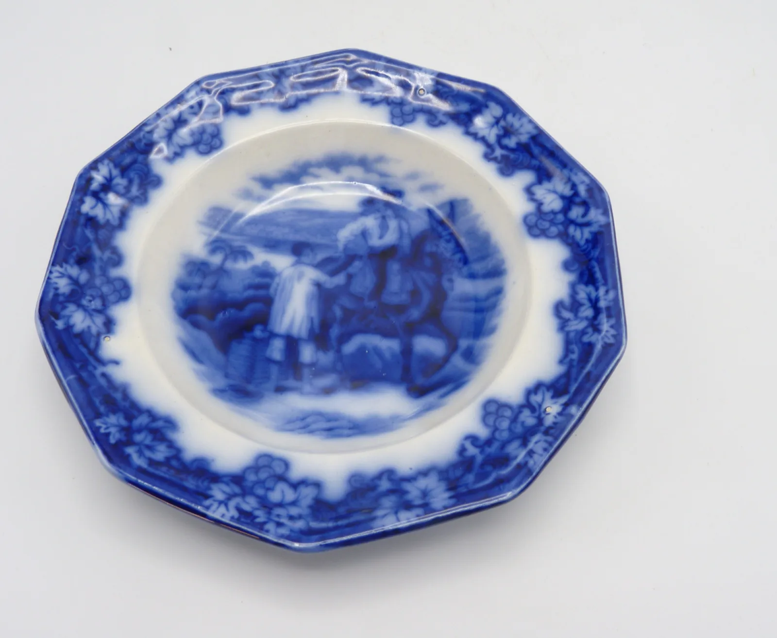 Flow Blue Cereal Bowl Horse & Rider - Image 4