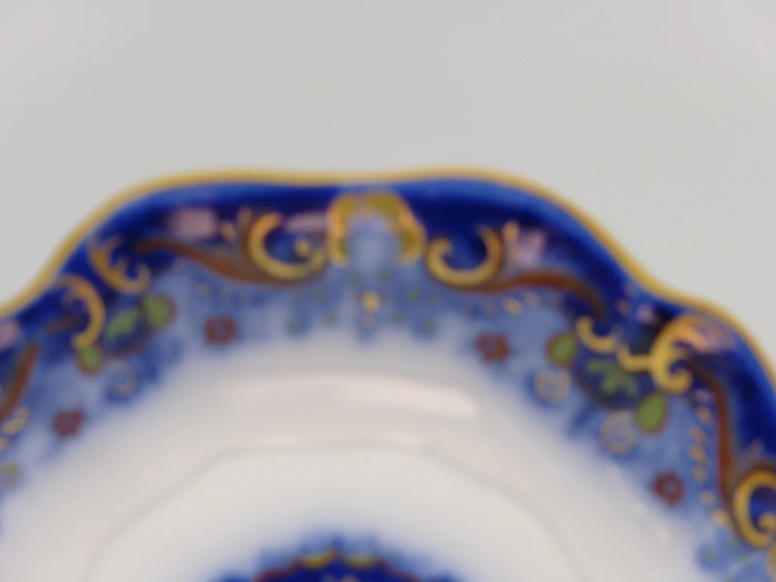 Flow Blue Polychrome Serving Dish / Undertray - Image 3