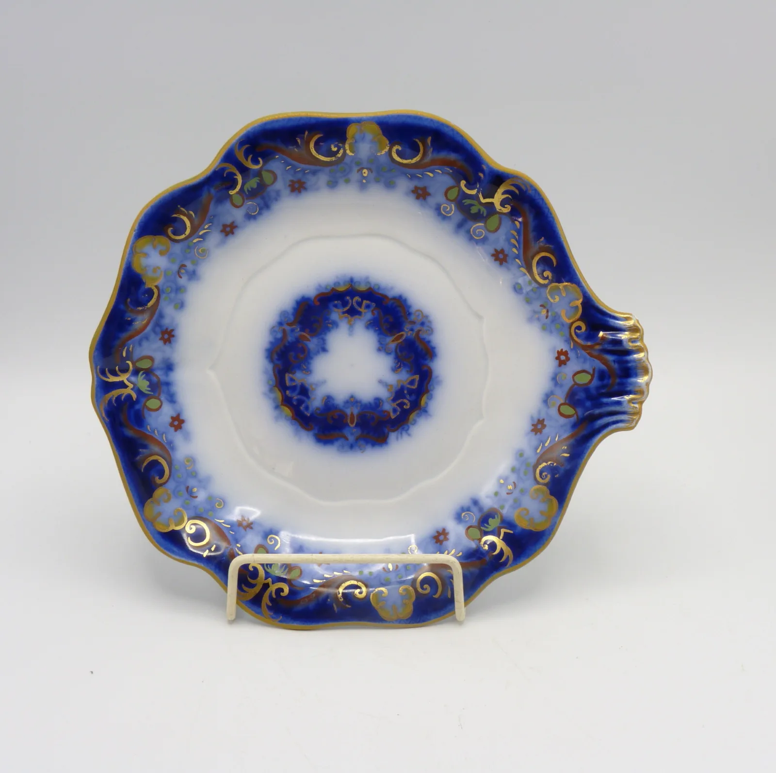 Flow Blue Polychrome Serving Dish / Undertray - Image 4