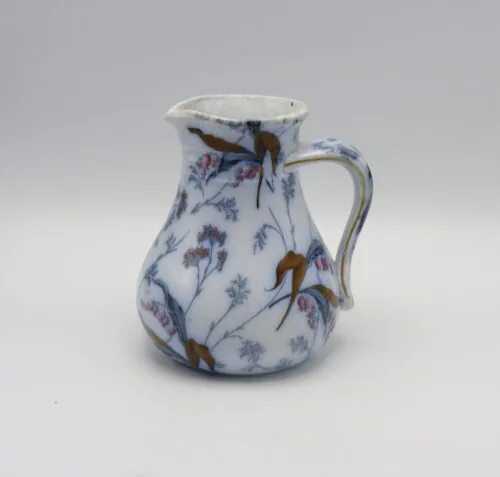 Flow Blue Polychrome Pitcher