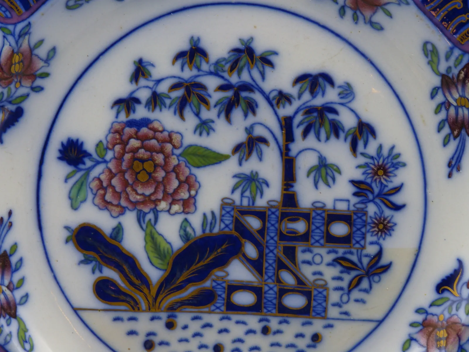 Flow Blue Polychrome & Ground Colour Rim - Copeland & Garrett - Image 2