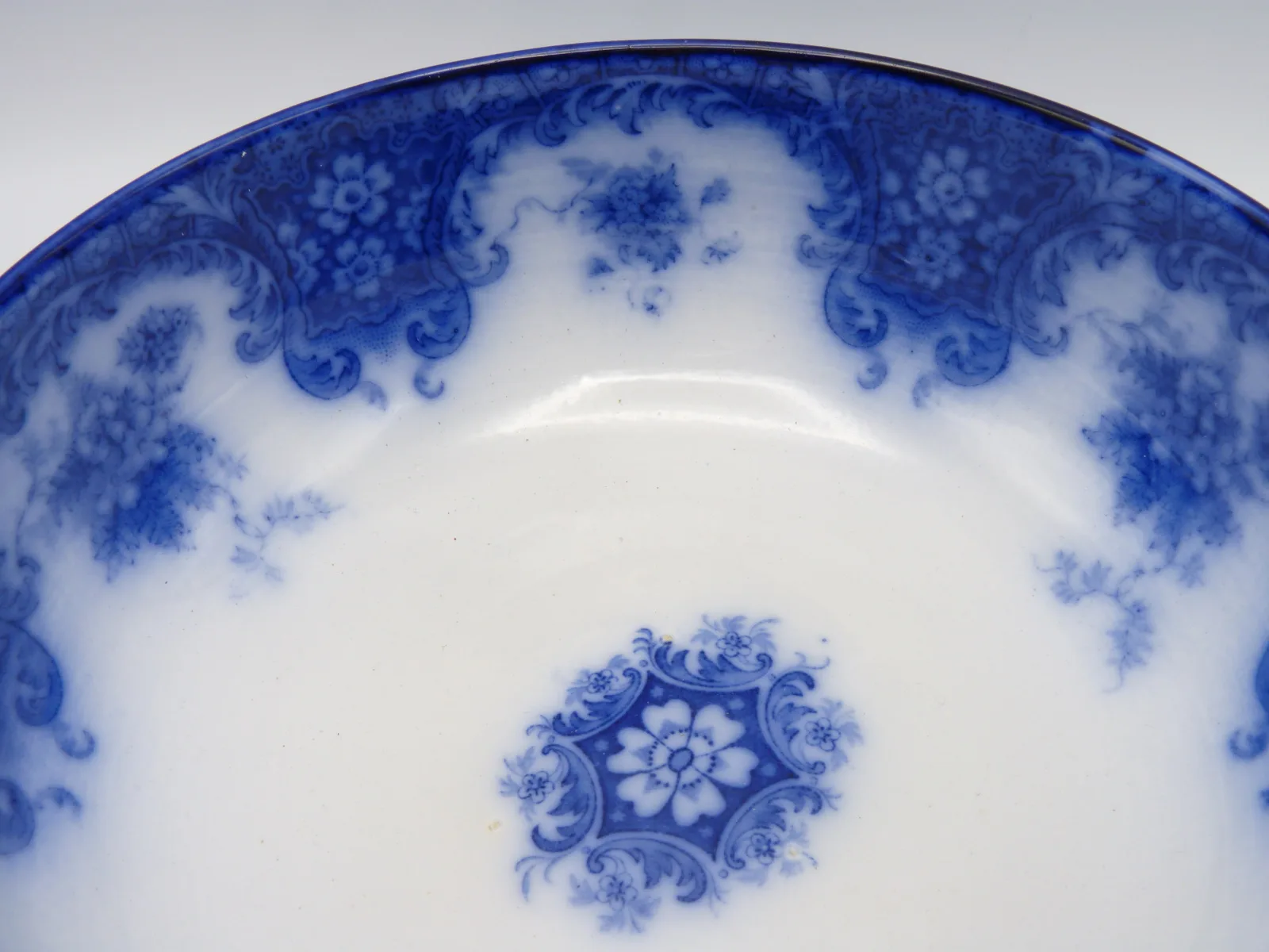 Flow Blue Footed Fruit Bowl - New Wharf Pottery - Image 4