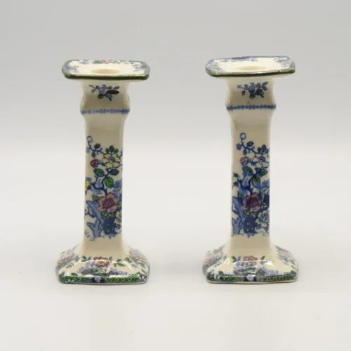 Pair of Doulton Polychrome Candlesticks (1af)