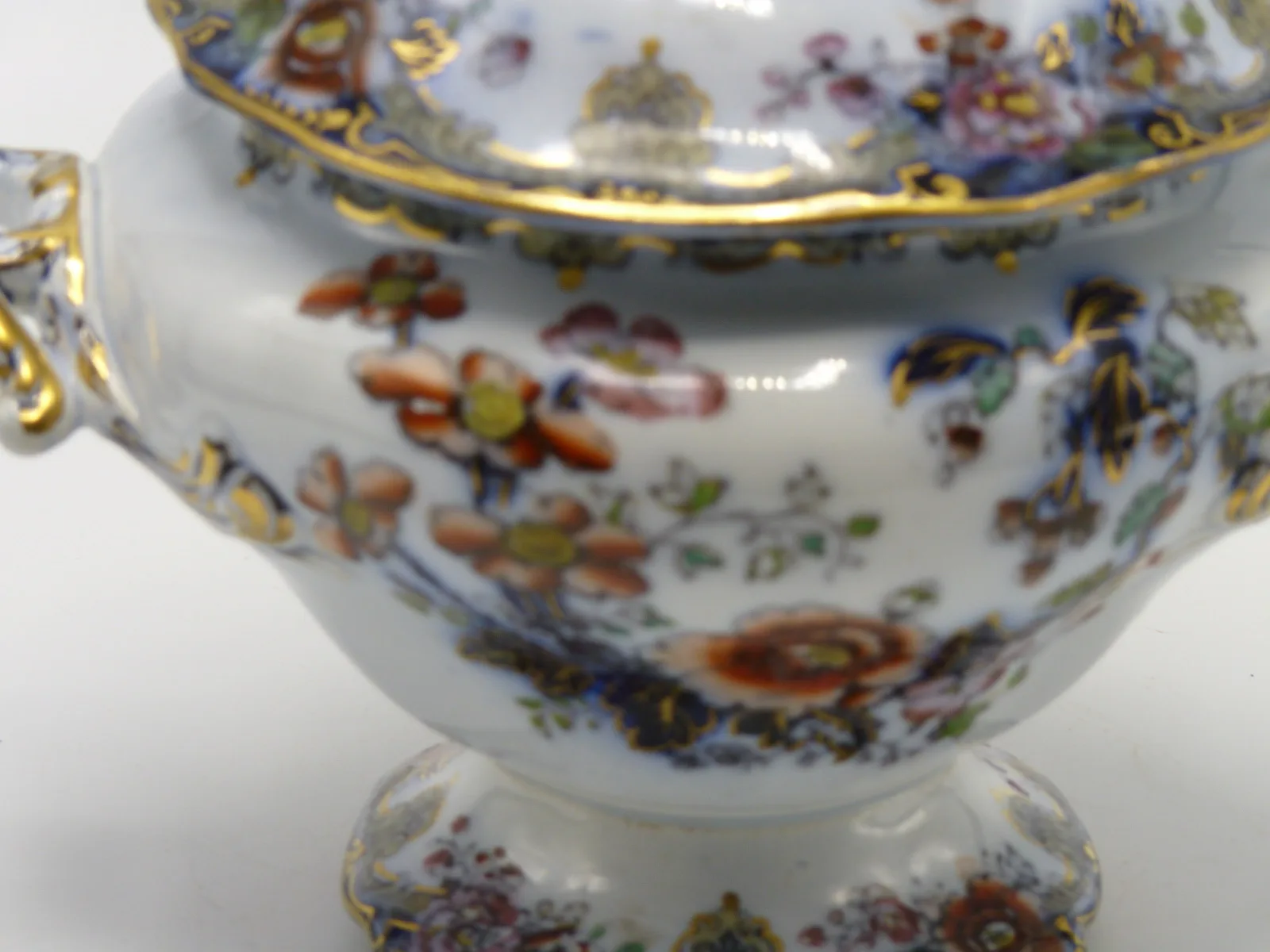 Flow Blue Polychrome Sauce Tureen - Image 2