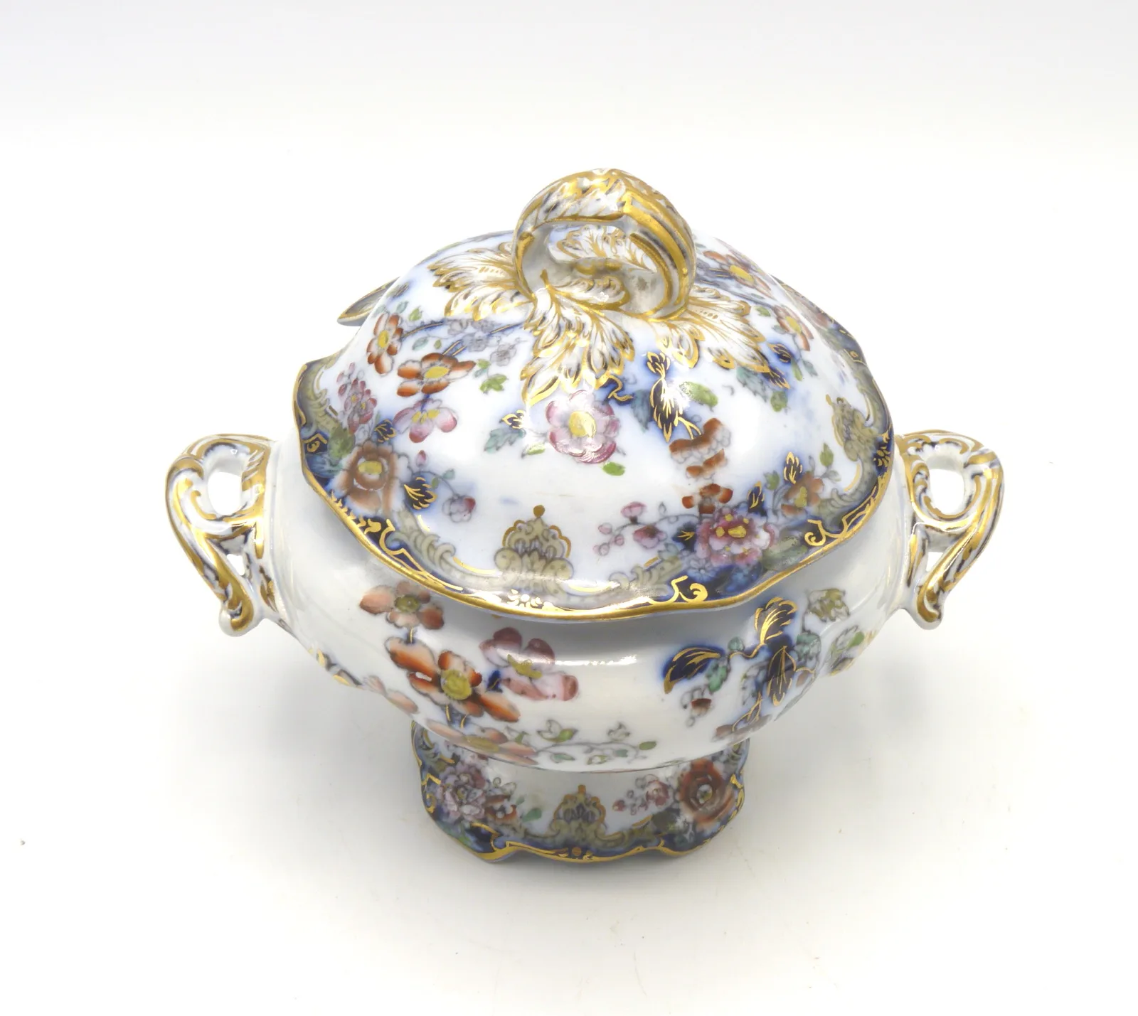 Flow Blue Polychrome Sauce Tureen - Image 3