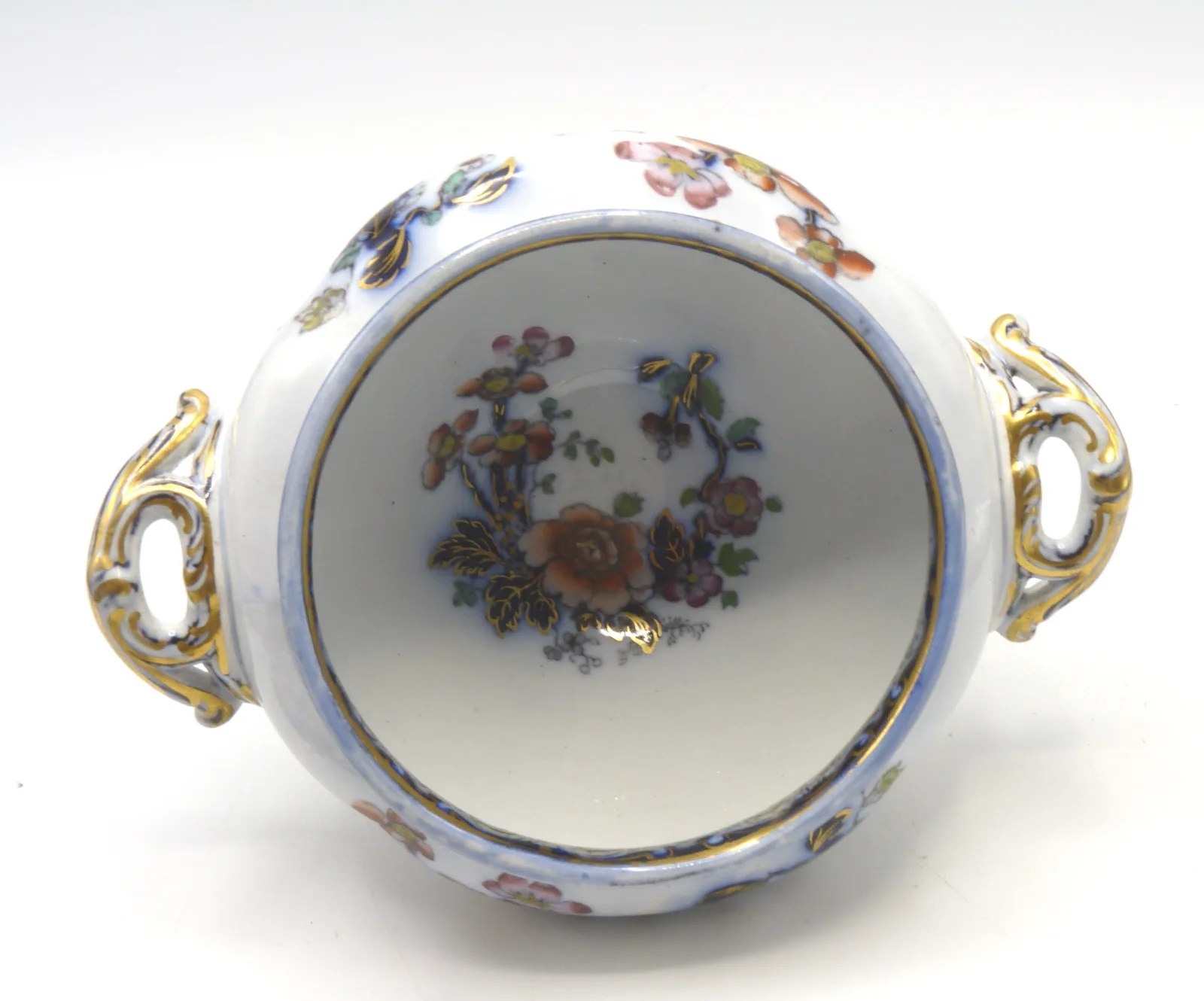 Flow Blue Polychrome Sauce Tureen - Image 5