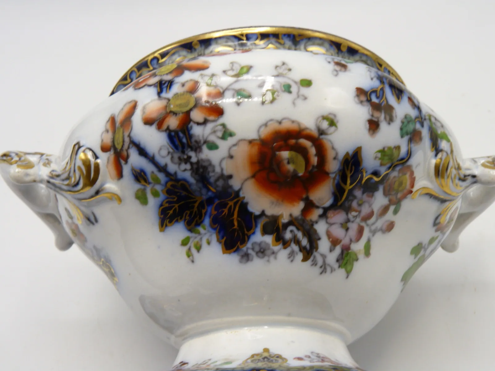 Flow Blue Polychrome Sauce Tureen - Image 7