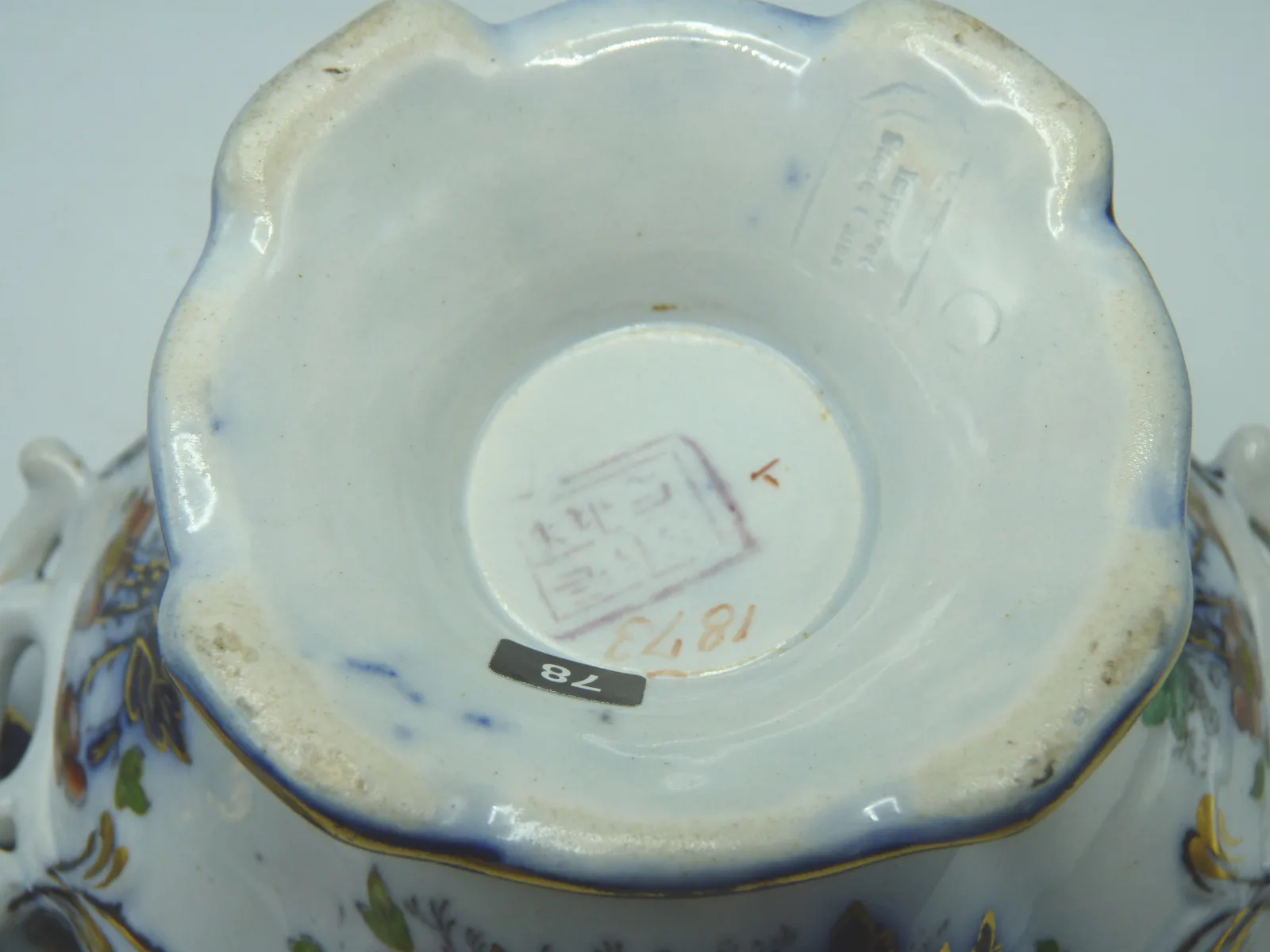 Flow Blue Polychrome Sauce Tureen - Image 10