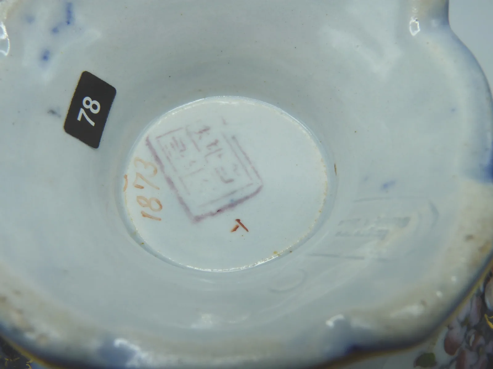 Flow Blue Polychrome Sauce Tureen - Image 11