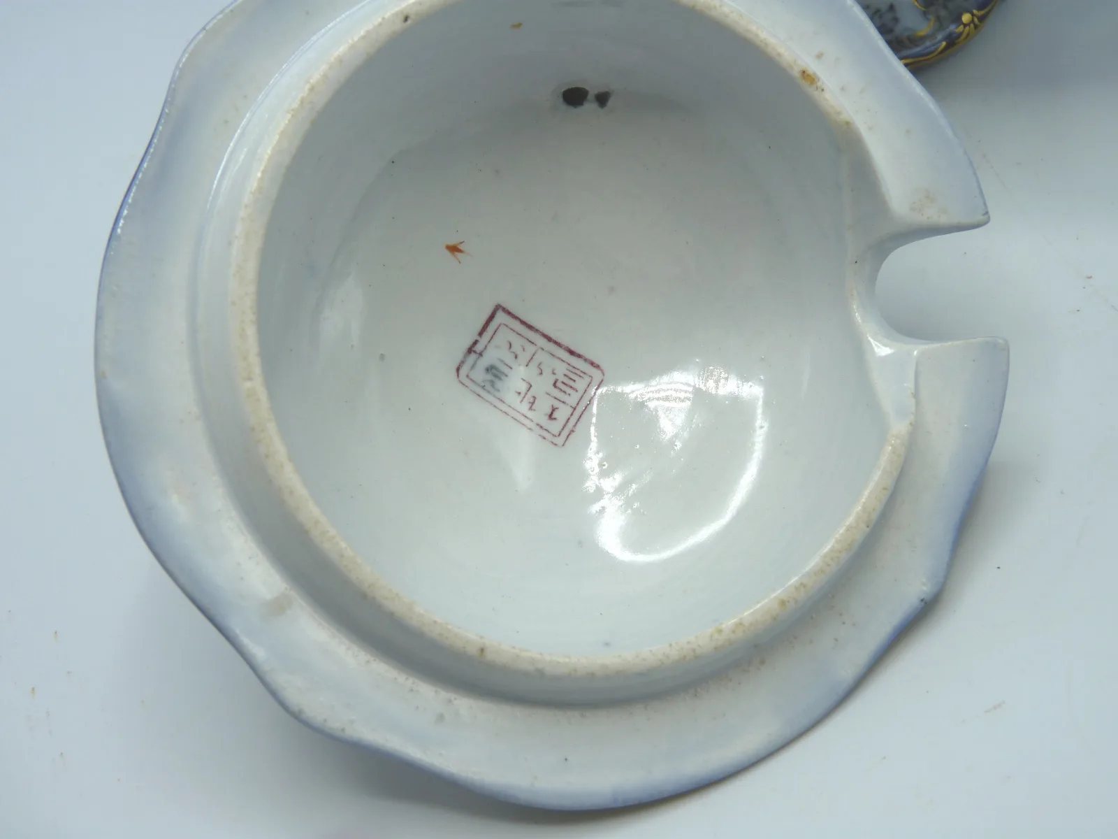 Flow Blue Polychrome Sauce Tureen - Image 13
