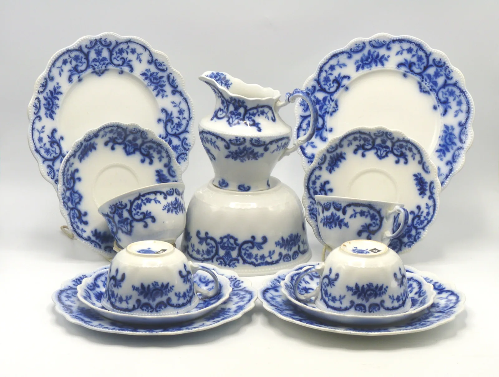 Four Place Flow Blue Teawares - Portman - Part Teaset