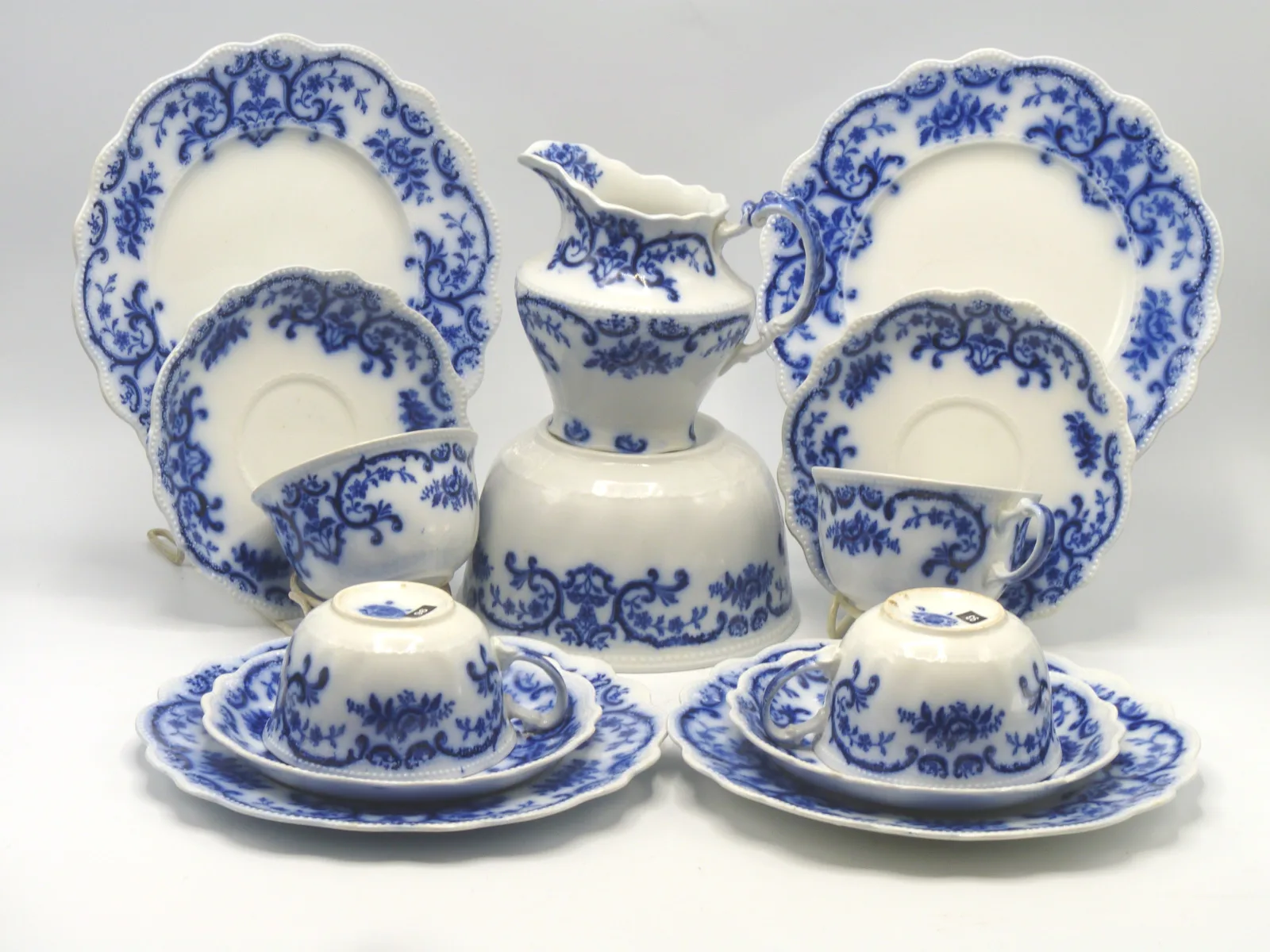 Four Place Flow Blue Teawares - Portman - Part Teaset - Image 2