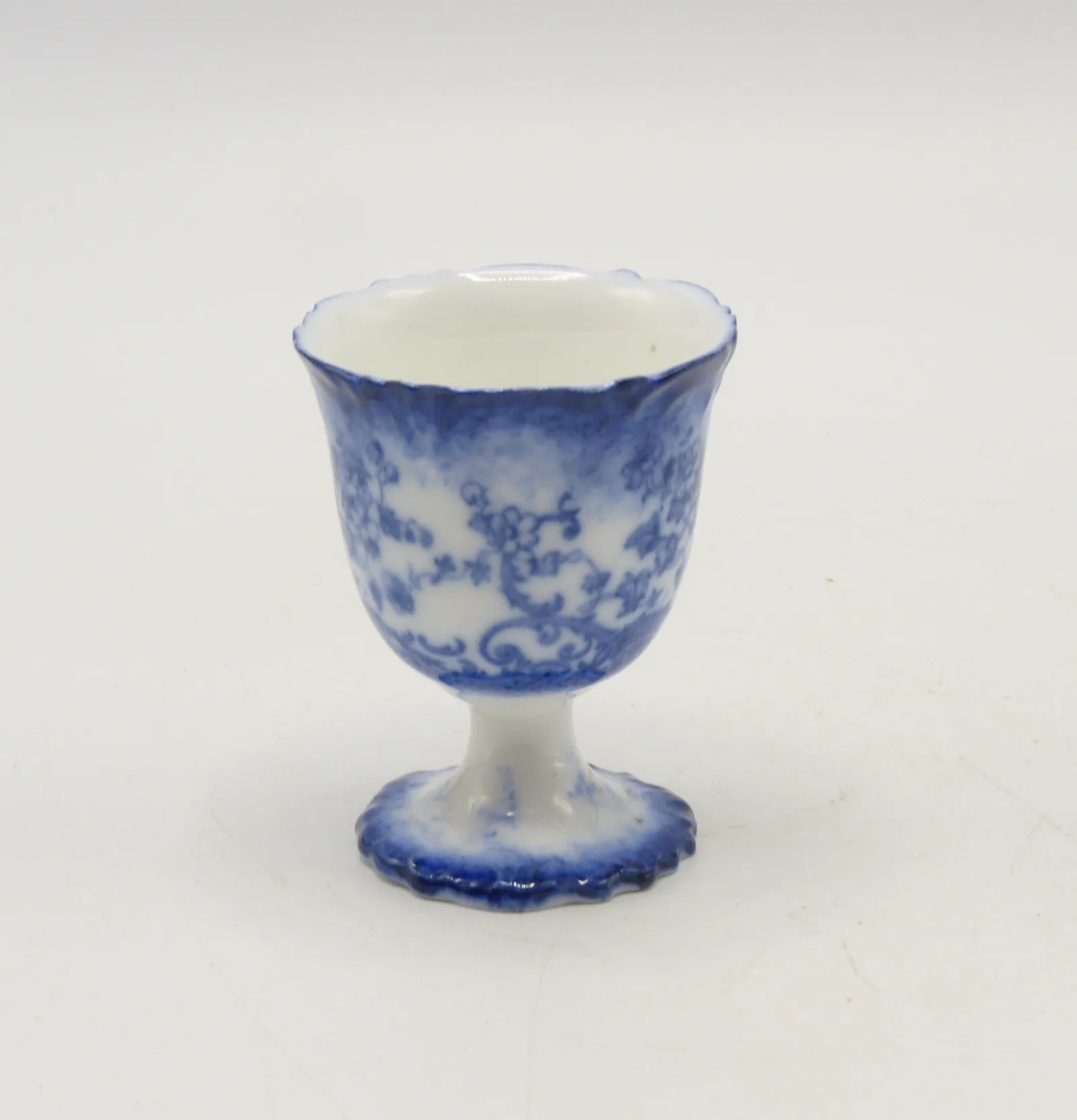 Flow Blue Pedestal Egg Cup