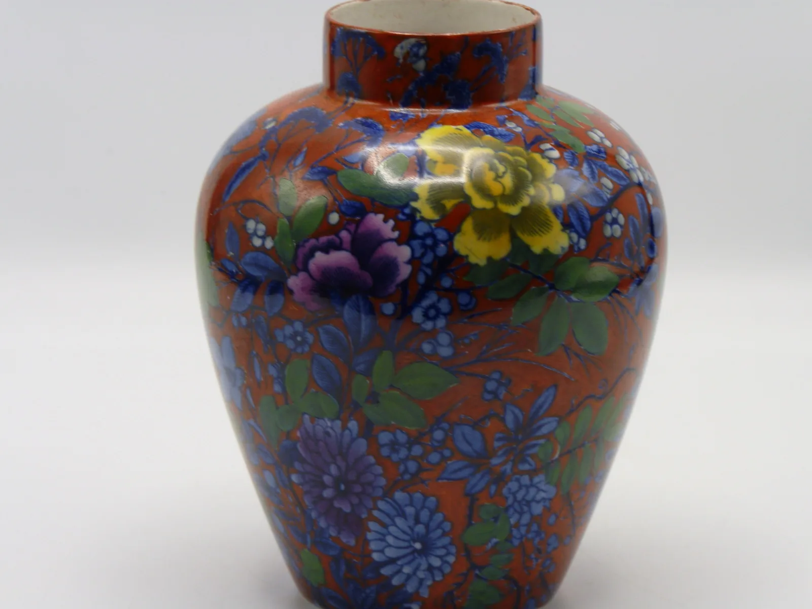 Red Ground Polychrome Vase - Frederick Rhead - Blue - Image 8