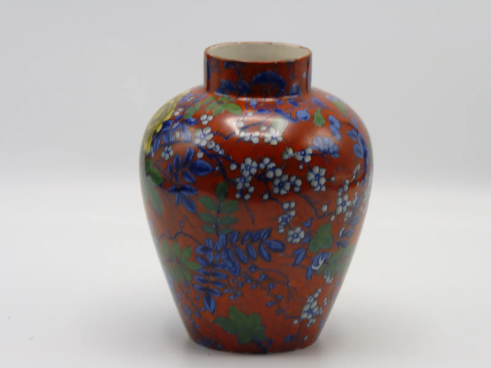 Red Ground Polychrome Vase - Frederick Rhead - Blue - Image 7