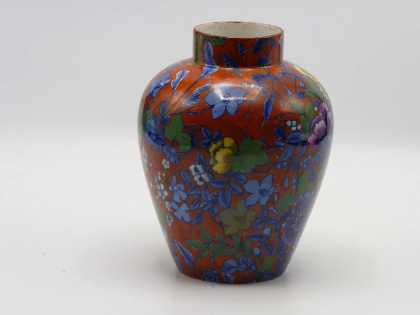 Red Ground Polychrome Vase - Frederick Rhead - Blue - Image 5