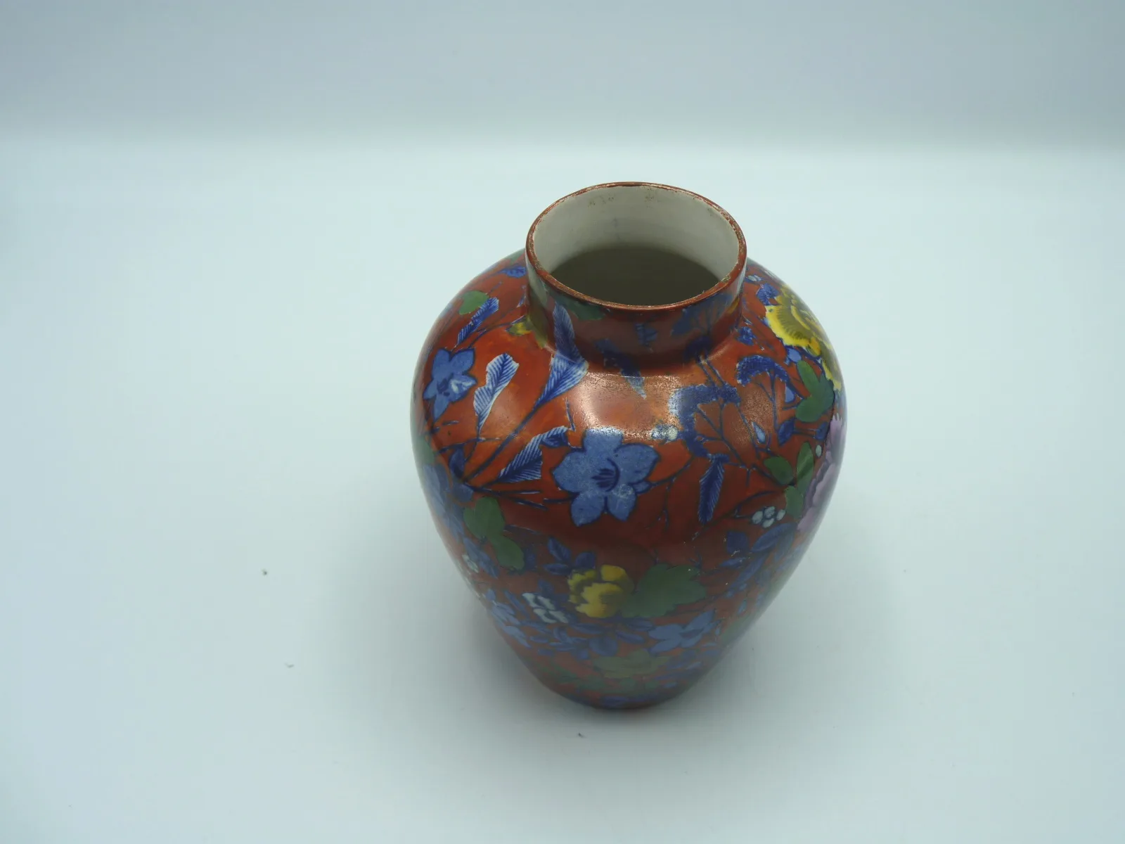 Red Ground Polychrome Vase - Frederick Rhead - Blue - Image 4
