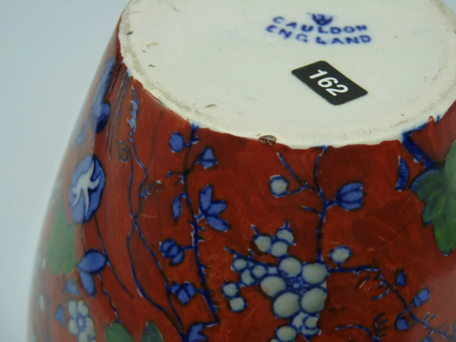 Red Ground Polychrome Vase - Frederick Rhead - Blue - Image 2