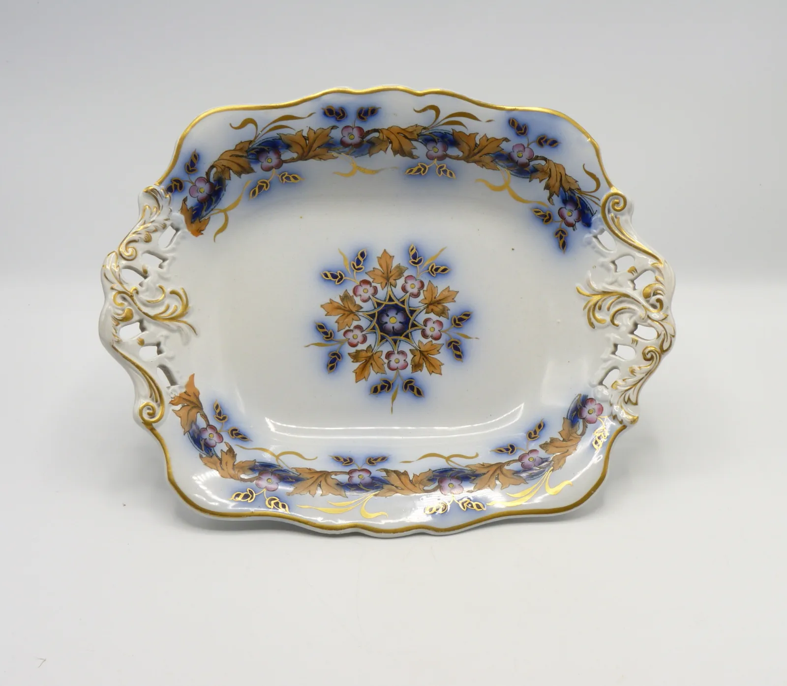 Reticulated Low Alcock Compote - Polychrome Flow Blue - Image 4