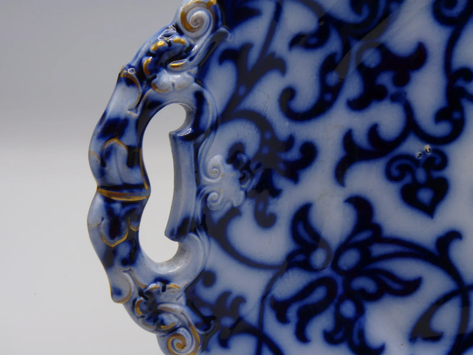 Flow Blue Handled Cake Plate - Royal Lily - Image 10